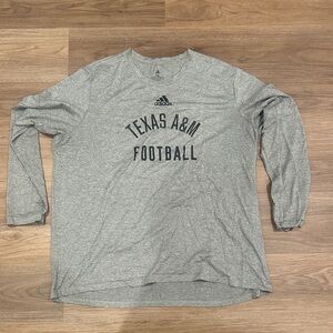 adidas Gray Texas A&M Football Long Sleeve Tee